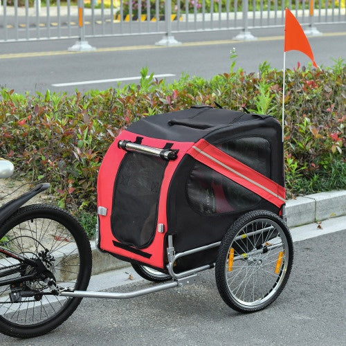 Aosom Dog Bike Trailer Pet Cart Bicycle Wagon Cargo Carrier Attachment For Travel With 3 Entrances Large Wheels For Off-Road & Mesh Screen